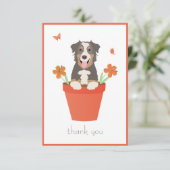 Australischer Schäferhund in Blume Pot Dankeskarte (Stehend Vorderseite)