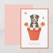 Australischer Schäferhund in Blume Pot Dankeskarte (Vorne/Hinten)