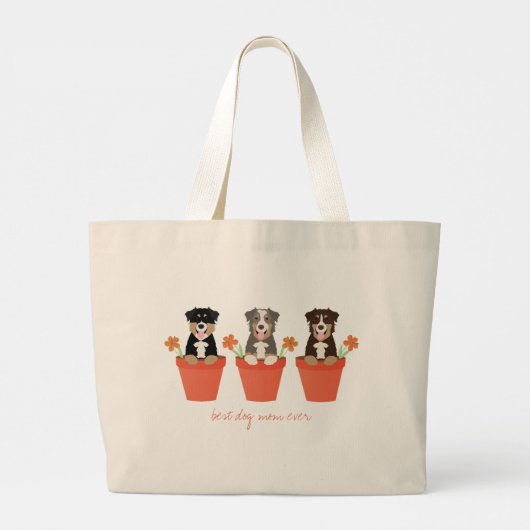 Australischer Schäferhund in Blume Pot Jumbo Stoffbeutel (Rückseite)