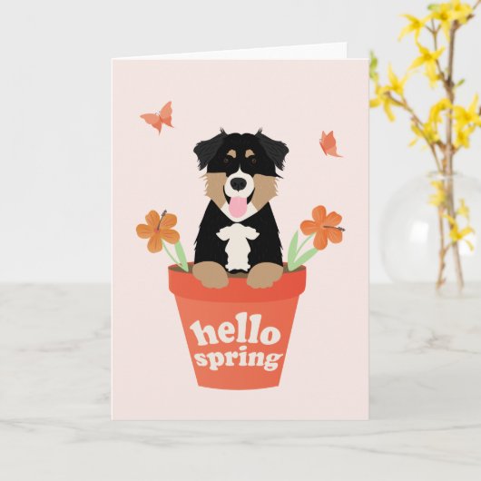 Australischer Schäferhund in Blume Pot Karte (Gelbe Blume)