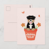 Australischer Schäferhund in Blumentopf Danke Postkarte (Vorne/Hinten)