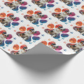 Australischer Schäferhund in einem Pawprint Geschenkpapier (Ecke)