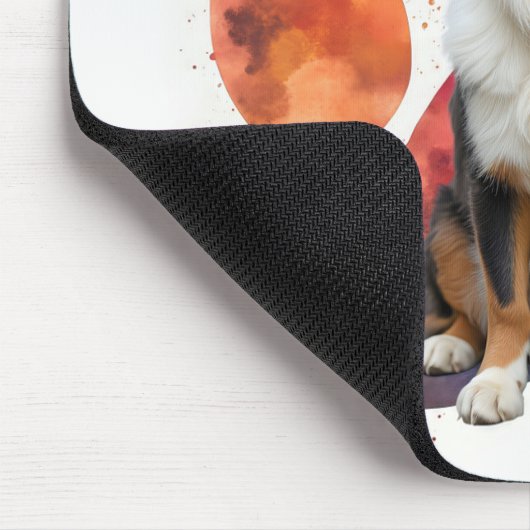 Australischer Schäferhund in einem Pawprint Mousepad (Ecke)