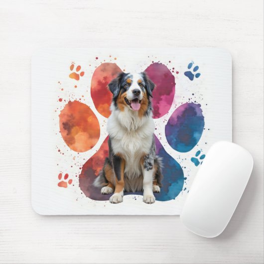 Australischer Schäferhund in einem Pawprint Mousepad (Mit Mouse)