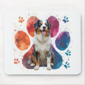 Australischer Schäferhund in einem Pawprint Mousepad (Vorne)