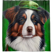 Australischer Schäferhund in St. Patrick's Day Dre Duschvorhang (Vorderseite)