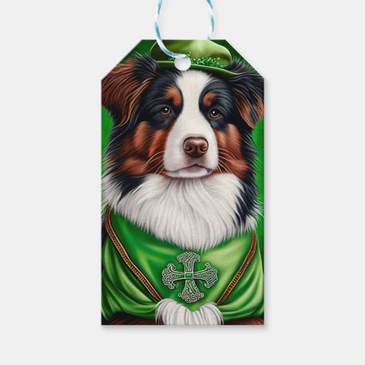 Australischer Schäferhund in St. Patrick's Day Dre Geschenkanhänger (Vorderseite)