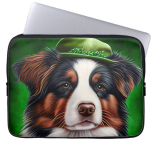 Australischer Schäferhund in St. Patrick's Day Dre Laptopschutzhülle