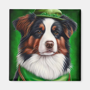 Australischer Schäferhund in St. Patrick's Day Dre Magnet