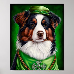 Australischer Schäferhund in St. Patrick's Day Dre Poster