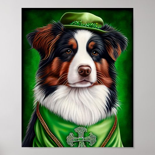 Australischer Schäferhund in St. Patrick's Day Dre Poster (Vorne)