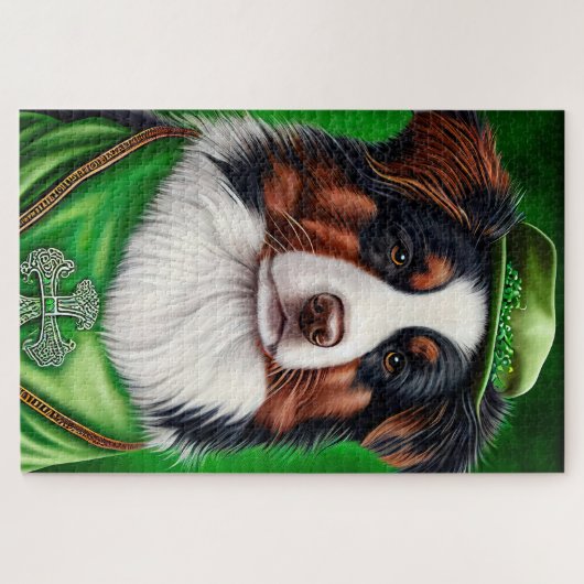 Australischer Schäferhund in St. Patrick's Day Dre Puzzle (Horizontal)