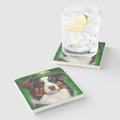 Australischer Schäferhund in St. Patrick's Day Dre Steinuntersetzer (Seitenansicht)