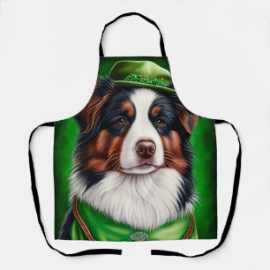 Australischer Schäferhund in St. Patrick's Day-Kle Schürze