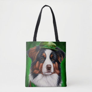 Australischer Schäferhund in St. Patrick's Day-Kle Tasche