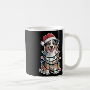 Australischer Schäferhund in Weihnachtsbeleuchtung Kaffeetasse