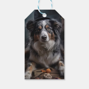 Australischer Schäferhund Kürbisse Halloween Gruse Geschenkanhänger
