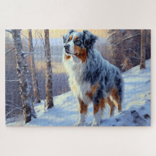 Australischer Schäferhund Lass es schneien Weihnac Puzzle
