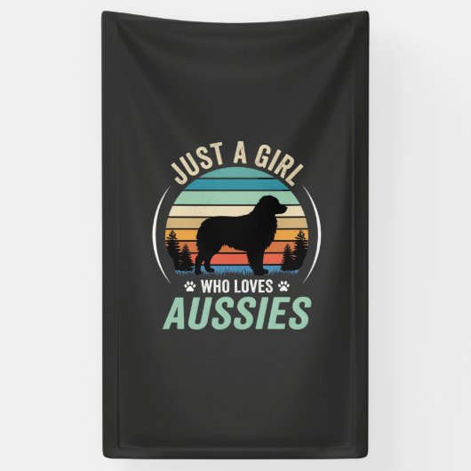 Australischer Schäferhund Liebhaber Retro Sonnenun Banner (Vertikal)