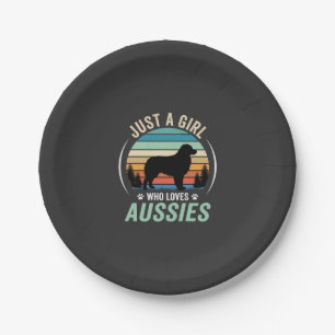 Australischer Schäferhund Liebhaber Retro Sonnenun Pappteller