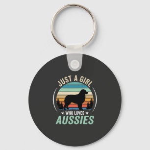 Australischer Schäferhund Liebhaber Retro Sonnenun Schlüsselanhänger