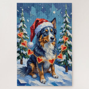 Australischer Schäferhund Low-Poly Weihnachtsgirla Puzzle