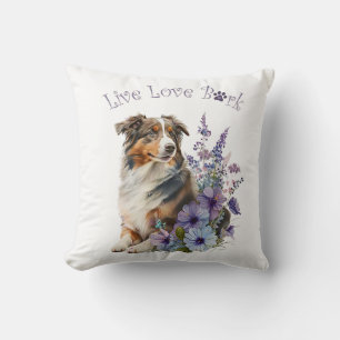 Australischer Schäferhund-Mama-Blumenmuster Kissen