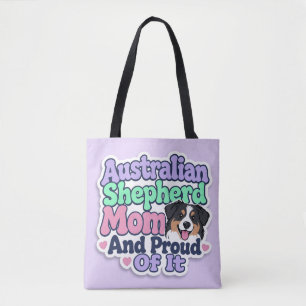Australischer Schäferhund-Mama und stolz lustiger  Tasche
