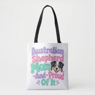 Australischer Schäferhund-Mama und stolz lustiger  Tasche