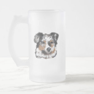 Australischer Schäferhund Mattglas Bierglas
