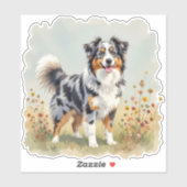 Australischer Schäferhund Merle Langschwanz Aufkleber (Blatt)