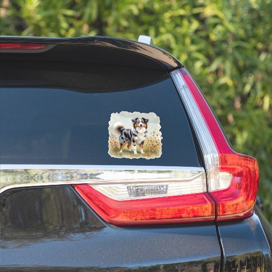 Australischer Schäferhund Merle Langschwanz Aufkleber (Auto Seite)