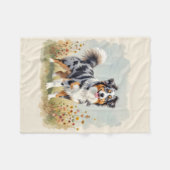 Australischer Schäferhund Merle Langschwanz Fleecedecke (Vorderseite (Horizontal))