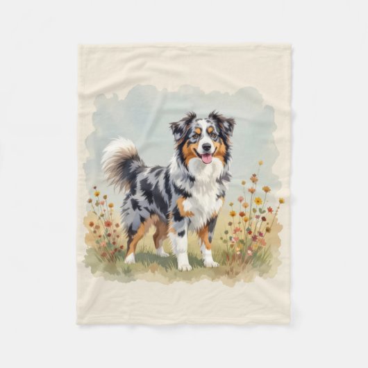 Australischer Schäferhund Merle Langschwanz Fleecedecke (Vorderseite)