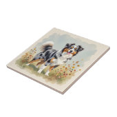 Australischer Schäferhund Merle Langschwanz Fliese (Seite)