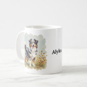 Australischer Schäferhund Merle Langschwanz Kaffeetasse (Vorderseite Links)
