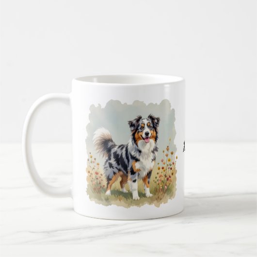 Australischer Schäferhund Merle Langschwanz Kaffeetasse (Links)