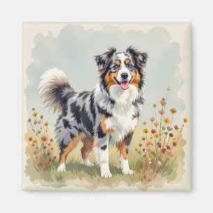 Australischer Schäferhund Merle Langschwanz Magnet