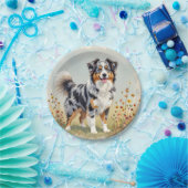 Australischer Schäferhund Merle Langschwanz Pappteller (Party)