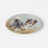 Australischer Schäferhund Merle Langschwanz Pappteller (Schrägansicht)