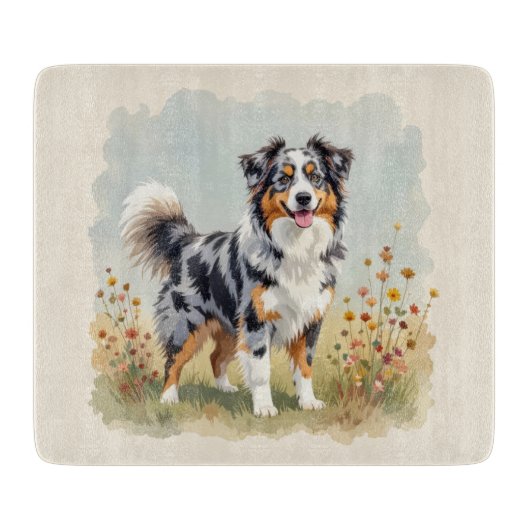 Australischer Schäferhund Merle Langschwanz Schneidebrett (Vorderseite)