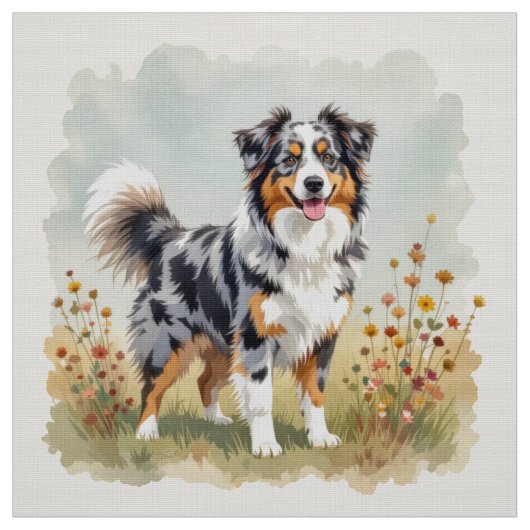 Australischer Schäferhund Merle Langschwanz Stoff (Muster)