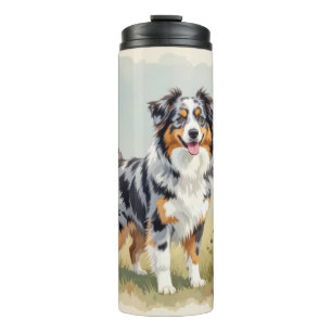 Australischer Schäferhund Merle Langschwanz Thermosbecher