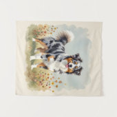 Australischer Schäferhund Merle Langschwanz Wandteppich (Vorderseite (Horizontal))