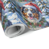 Australischer Schäferhund Merle Winter Weihnachtsk Geschenkpapier (Rolleneckpunkt)