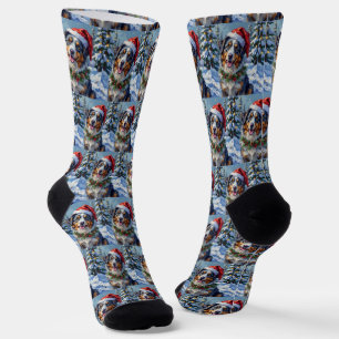 Australischer Schäferhund Merle Winter Weihnachtsk Socken
