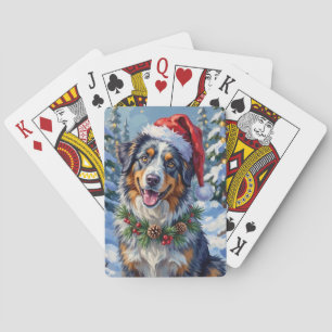 Australischer Schäferhund Merle Winter Weihnachtsk Spielkarten