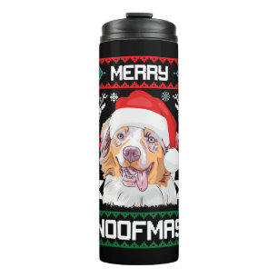 Australischer Schäferhund Merry Woofmas Weihnachte Thermosbecher