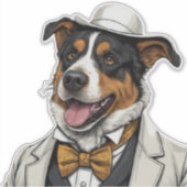 Australischer Schäferhund mit Anzug Aufkleber (Vorderseite)