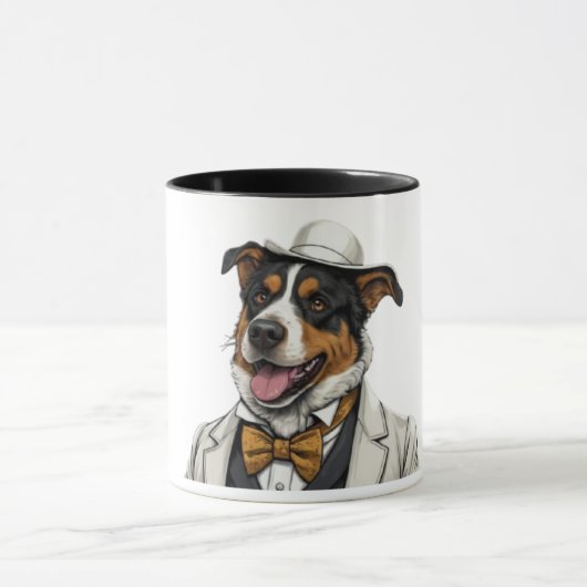 Australischer Schäferhund mit Anzug Tasse (Zentrum)